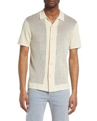 rag & bone Harvey Short Sleeve Knit Button Up Camp Shirt In Ivory At Nordstrom