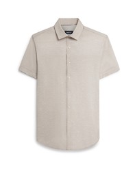 Bugatchi Ooohcotton Tech Slub Knit Short Sleeve Button Up Shirt
