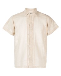 Bode Open Knit Short Sleeve Cotton Shirt