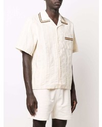 Drôle De Monsieur Stripe Trimmed Embroidered Shirt