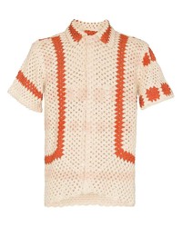 Bode Sunspot Crochet Short Sleeve Shirt