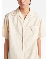 Prada Triangle Logo Short Sleeved Cotton Shirt