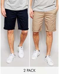 Asos Brand 2 Pack Chino Shorts Save 17%