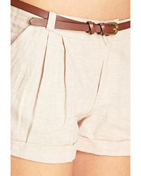 Forever 21 Cotton Linen Pleated Shorts