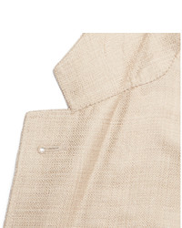 Canali Beige Kei Wool Silk And Linen Blend Blazer