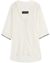 By Malene Birger Silk Blouse With Sheer Shoulder Panels