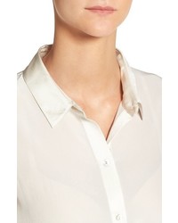 Eileen Fisher Silk Crepe De Chine Highlow Blouse
