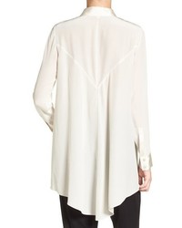 Eileen Fisher Silk Crepe De Chine Highlow Blouse