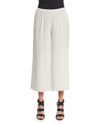 Eileen Fisher Wide Leg Silk Georgette Cropped Pants Plus Size