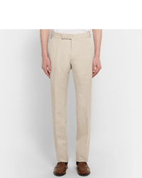 Tom Ford Beige Slim Fit Silk And Linen Blend Suit Trousers
