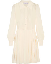 Sonia Rykiel Pleated Silk Crepe Mini Dress Cream