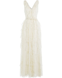 Valentino Silk Chiffon Floor Length Dress With Glitter