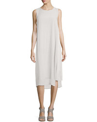 Eileen Fisher Sleeveless Silk Sheer Overlay Dress