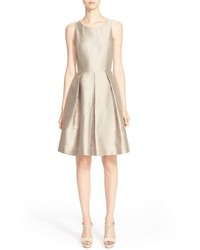 Beige Silk Fit and Flare Dress