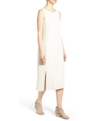 Eileen Fisher Silk Bateau Neck Sleeveless Midi Dress