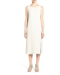 Eileen Fisher Silk Bateau Neck Sleeveless Midi Dress