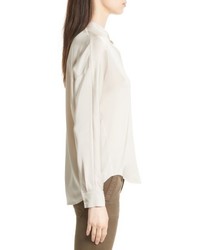 Vince Double Front Stretch Silk Shirt