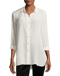 Eileen Fisher Long Essential Silk Crepe Shirt