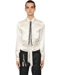 Roberto Cavalli Ruffled Trim Silk Satin Shirt