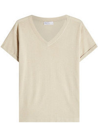 Brunello Cucinelli Short Sleeved Pullover With Cashmere And Silk