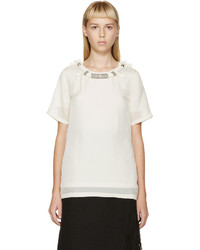 Lanvin Cream Rope Collar Silk T Shirt