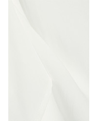 Splendid Luxe Asymmetric Chiffon Paneled Silk Crepe De Chine Tank Cream