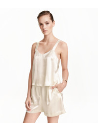 H&M Satin Camisole Top Natural White Ladies