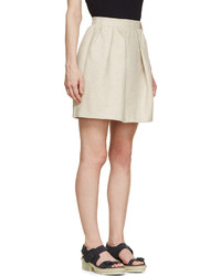 Carven Beige Linen Pleated Skirt