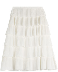 Rochas Tiered Cotton Jacquard Skirt