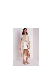 Missguided Sleeveless Belted Waterfall Duster Coat Camel