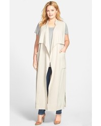 Sejour Open Front Sleeveless Trench Coat
