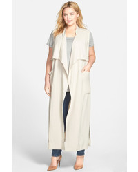 Sejour Open Front Sleeveless Trench Coat