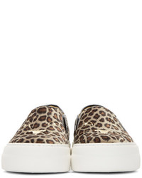 Charlotte Olympia Tan Leopard Cool Cats Slip On Sneakers