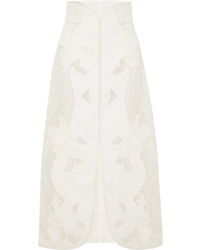 Zimmermann Corsage Embroidered Linen And Canvas Skirt