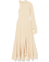 Chloé Frayed One Sleeve Satin Maxi Dress