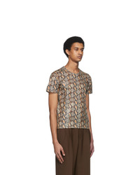 Cmmn Swdn Beige And Black Snake Aries Tight Fit T Shirt