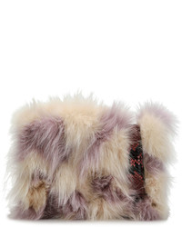 Miu Miu Jeweled Fox Fur Python Clutch Bag