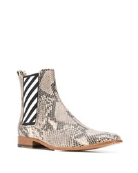 Off-White Snakeskin Effect Ankle Boots