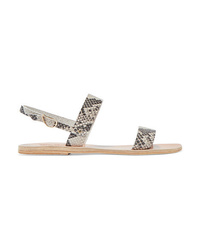 Ancient Greek Sandals Clio Snake Effect Leather Sandals