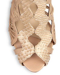 Alexandre Birman Python Leather Cutout Sandals