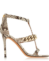 Givenchy Python Sandals With Gold Chain Gray
