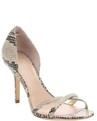 AERIN Rin Beige And Black Snake Embossed Leather Cocobay Sandals