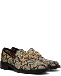 Gucci Beige Interlocking G Python Loafers