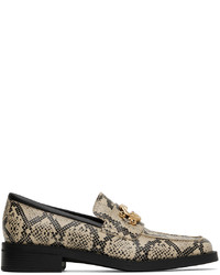Gucci Beige Interlocking G Python Loafers