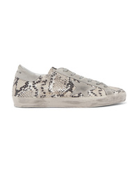 Golden Goose Distressed Snake Effect Leather And Suede Sneakers