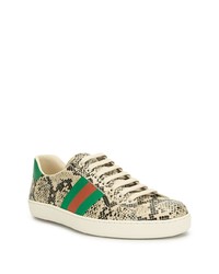 Gucci Snakeskin Effect Ace Low Top Sneakers