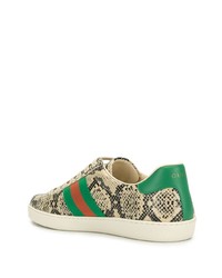 Gucci Snakeskin Effect Ace Low Top Sneakers