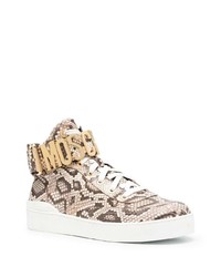 Moschino Snakeskin Effect Logo Plaque Sneakers