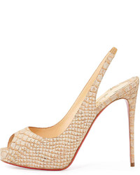Christian Louboutin Private Number Python Embossed Red Sole Pump Beige