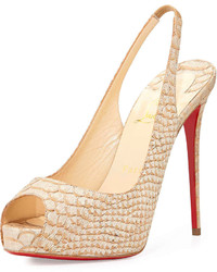 Christian Louboutin Private Number Python Embossed Red Sole Pump Beige